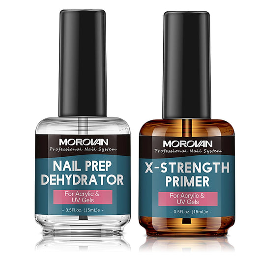 Morovan Nail Prep Dehydrate and Primer X-strength, No Burn Non Acid Nail Primer and Dehydrator for