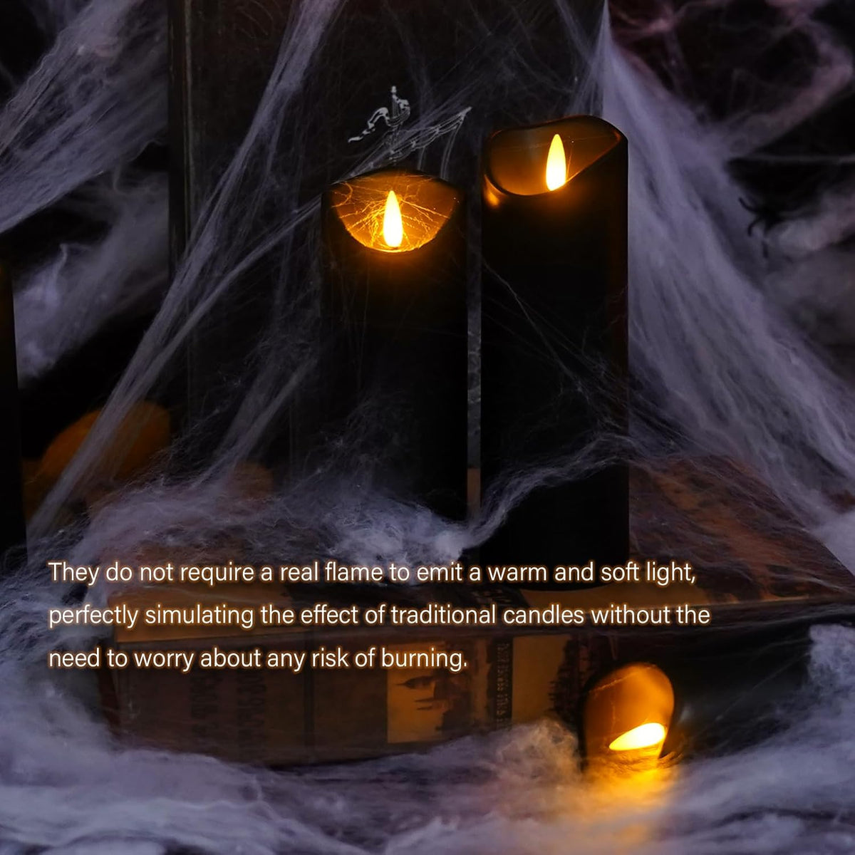 Flickering Flameless Candles, Battery Operated Acrylic LED Pillar Candles with Remote Control and