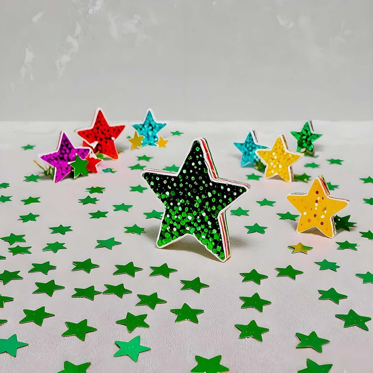 Green Star Confetti - 60g (2.11OZ) Glitter Stars Table Confetti for St. Patrick’s Day, Spring