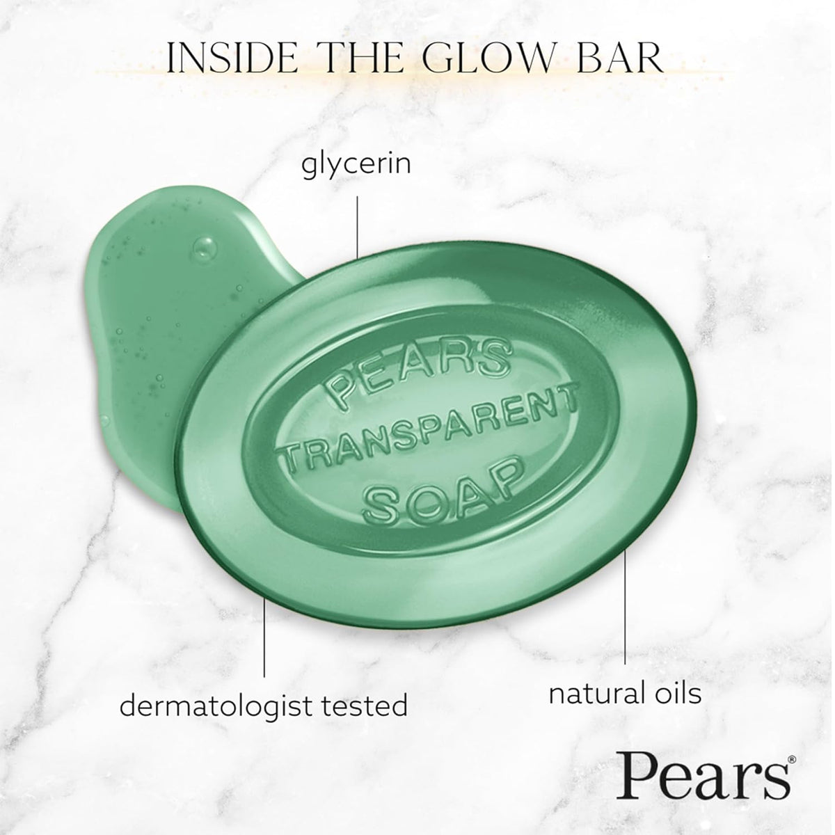 Pears Soap, Pure & Gentle with Lemon Flower Extracts, 5-Pack – Transparent Green Glycerin Soap for