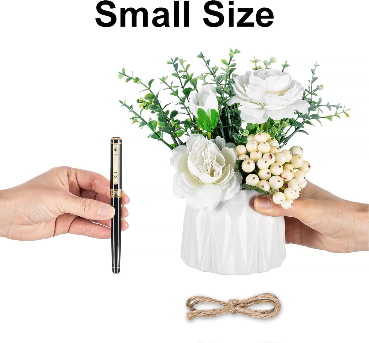 BLOSMON Table Decor Artificial Flowers Vase 7 Inch Small Fake Pink Flower Arrangement 2pcs for