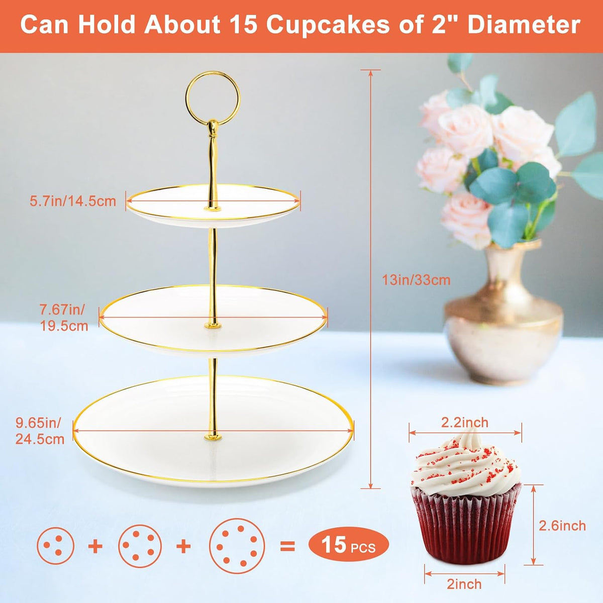 Coitak 3 Tier Cupcake Stand, Plastic Tiered Serving Stand, Dessert Tower Tray for Tea Party, Baby
