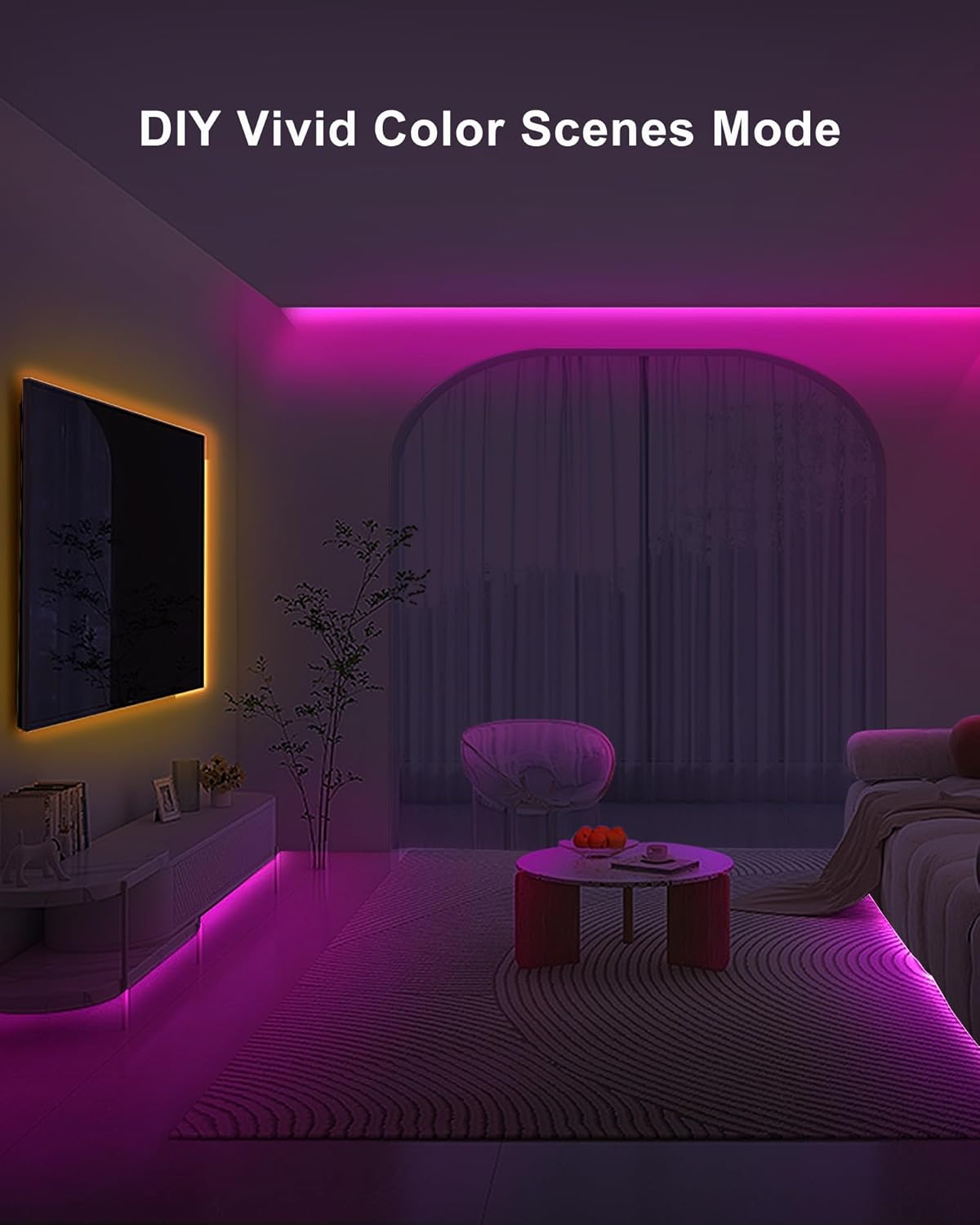 16.4ft Bluetooth RGB COB Led Strip Lights with Remote, Dimmable Smart App Led COB Light Strip