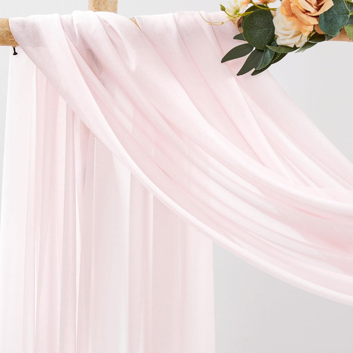 30" x 20Ft Wedding Arch Draping Fabric, 1 Panel Blush Sheer Curtain Drapes Extra Wide & Long