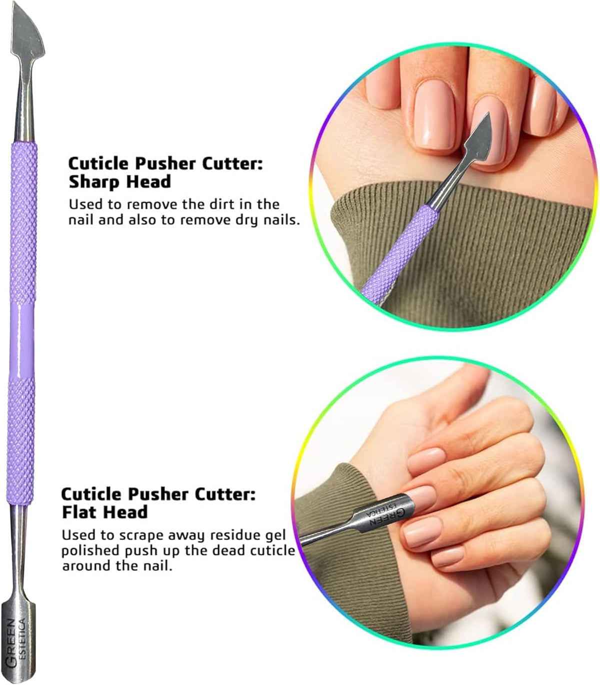 Professional Cuticle Trimmer with Cuticle Pusher Nail Cuticle Remover Nipper Silver Stainless Steel