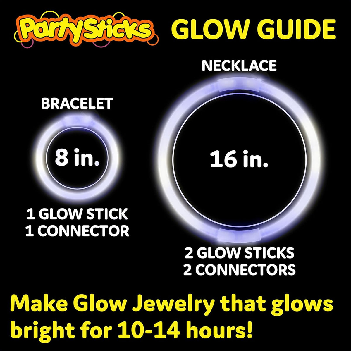 PartySticks Glow Sticks Party Supplies 100pk - 8 Inch Glow in The Dark Light Up Sticks Party