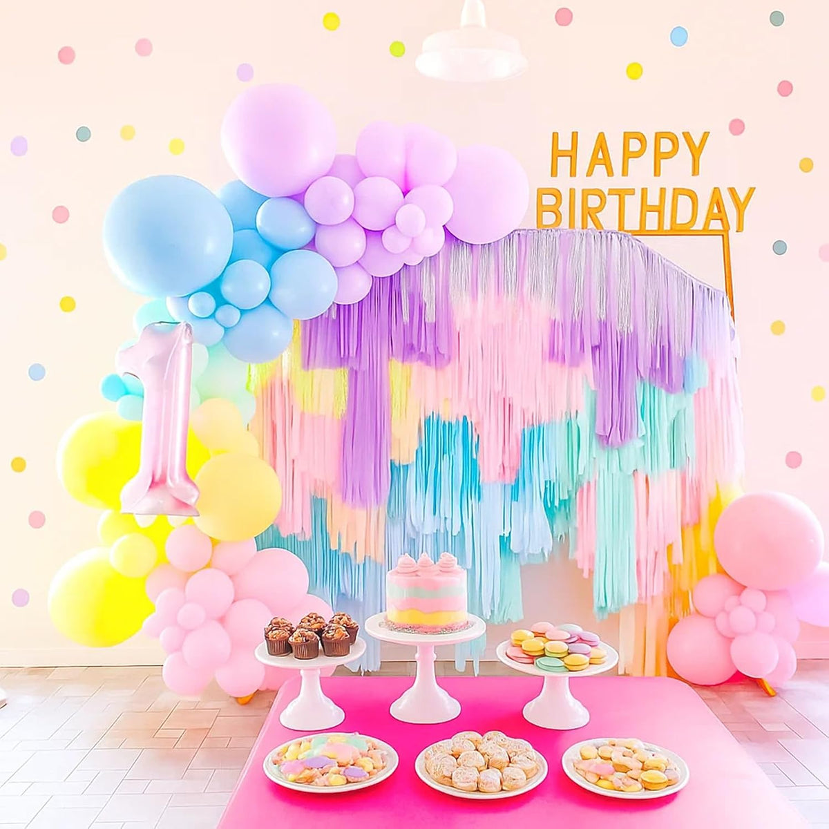 Patimate Pastel Balloons Set, 50 pcs 12 inch Rainbow Multicolor Pink Purple Green Yellow Blue