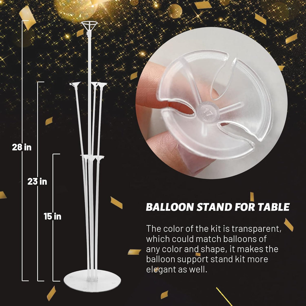 JOYYPOP 12 Sets Balloon Stand Kit For Table, Balloon Sticks with Base Birthday Graduation Party