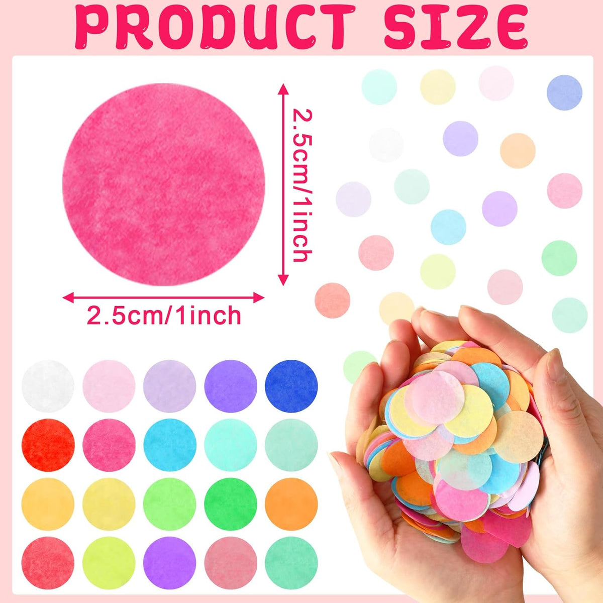 MARFOREVER 5.4oz Multicolor 1 Inch Round Tissue Paper Confetti, Round Confetti Birthday Scatter