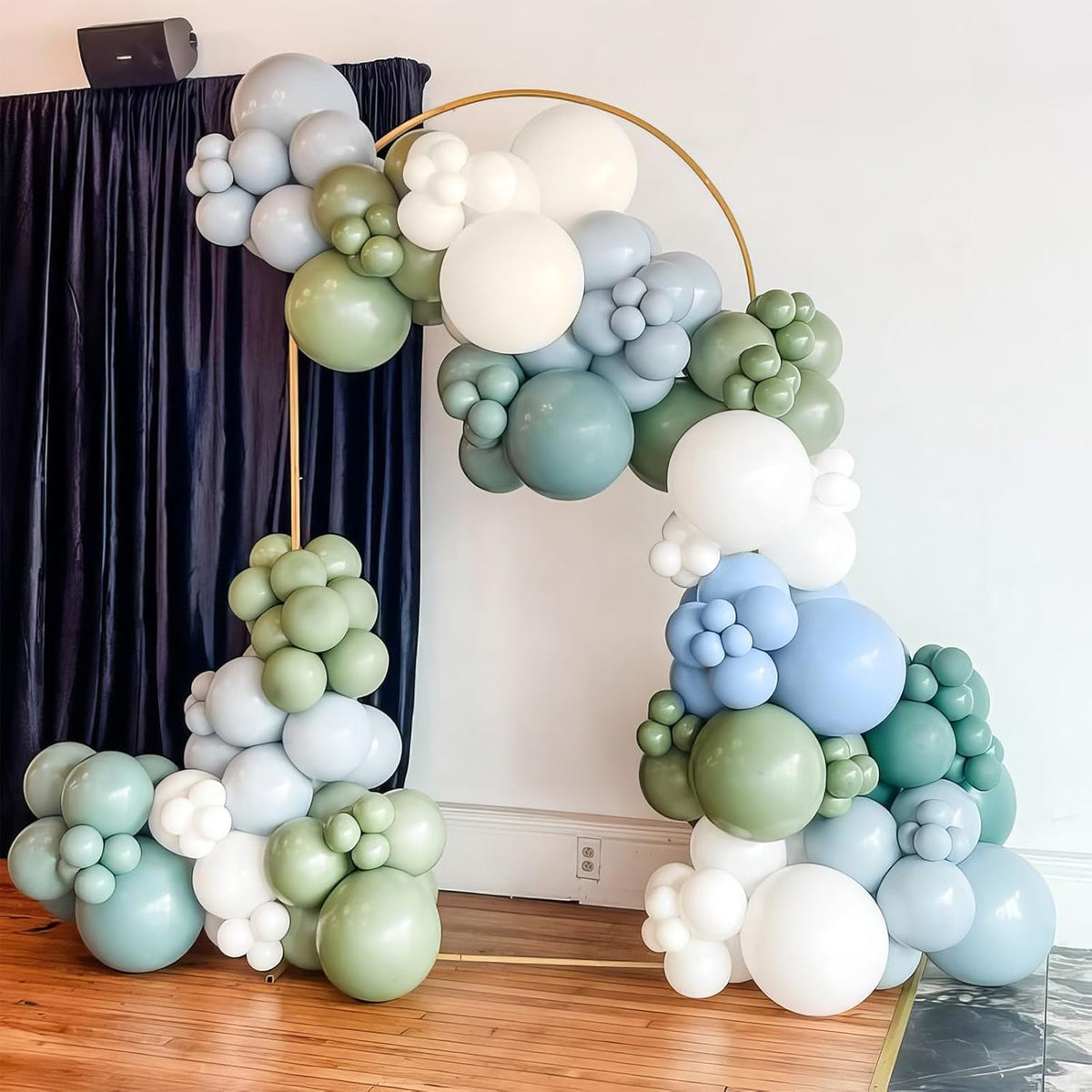 Dusty Blue Green Balloons, 50Pcs 12 Inches Baby Blue Light Green Sand White First Birthday Balloons
