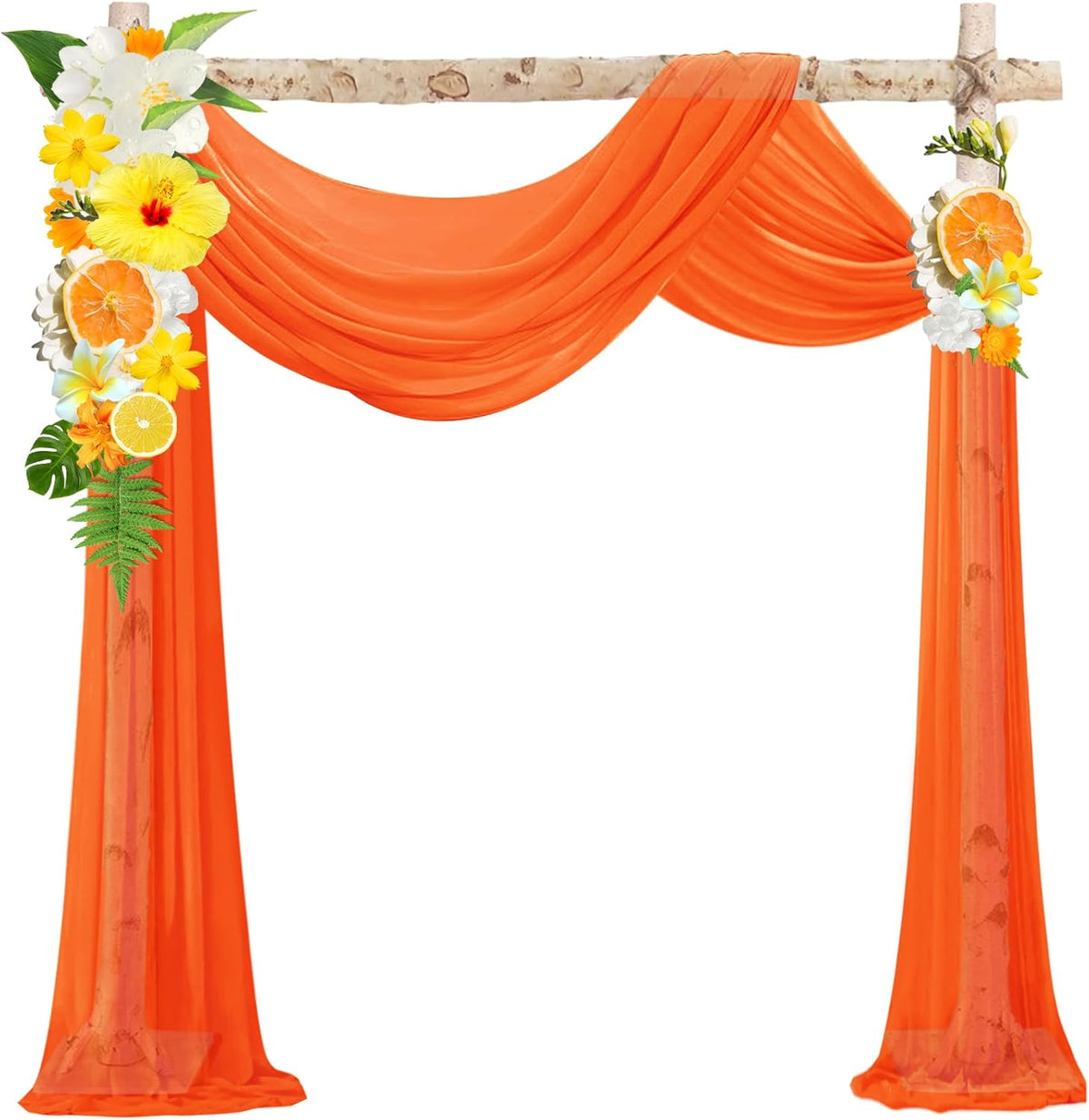 VOK Orange Wedding Arch Draping Fabric Chiffon Fabric, 29in x 18Ft Sheer Chiffon Outdoor Curtain