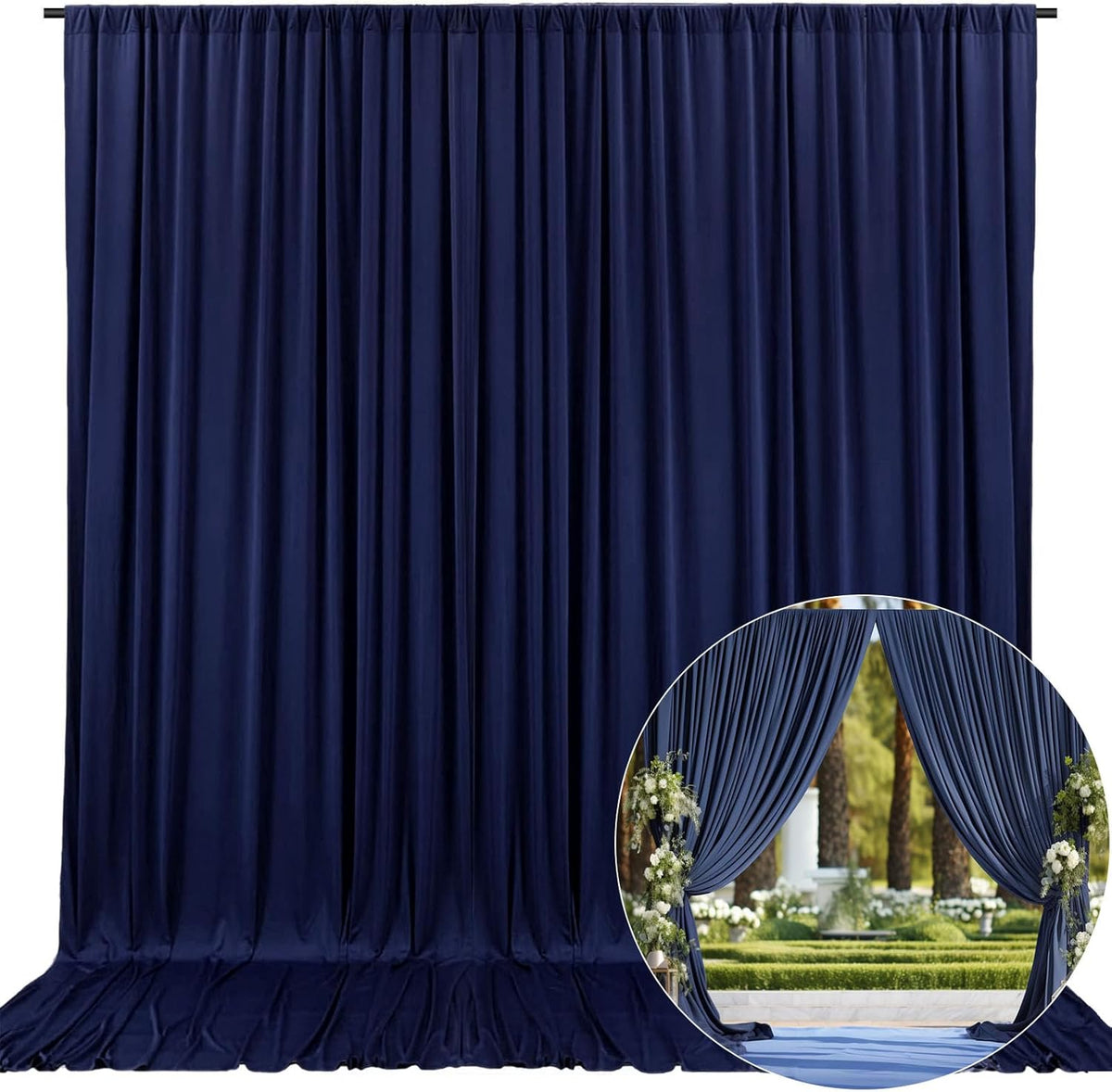10 x 10 Feet Navy Blue Backdrop Curtain for Partie, Background Curtains for Photoshoot, Birthday