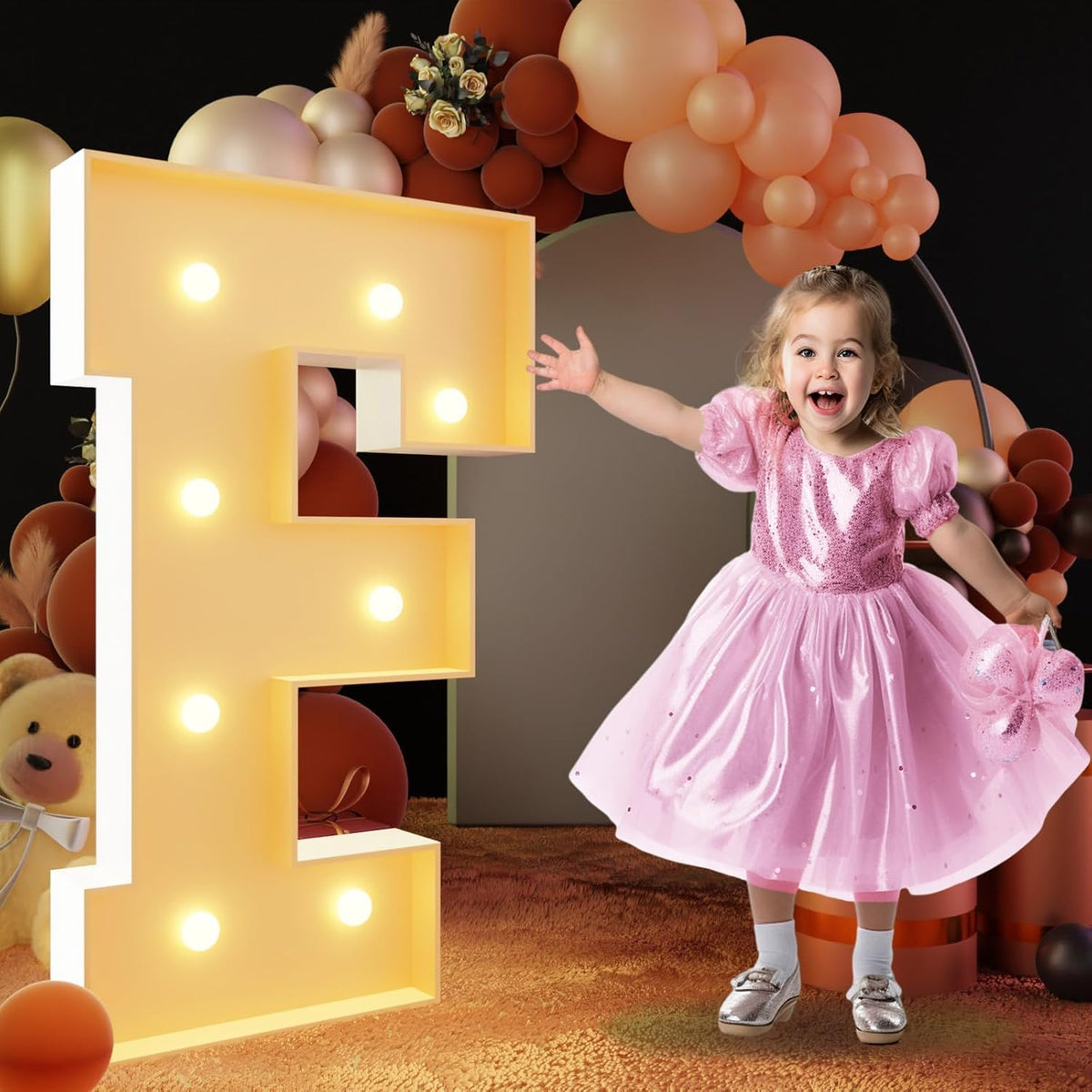 imprsv 3FT Block Marquee Letters Light Up Letters for Birthday Baby Shower Party Backdrop Decor