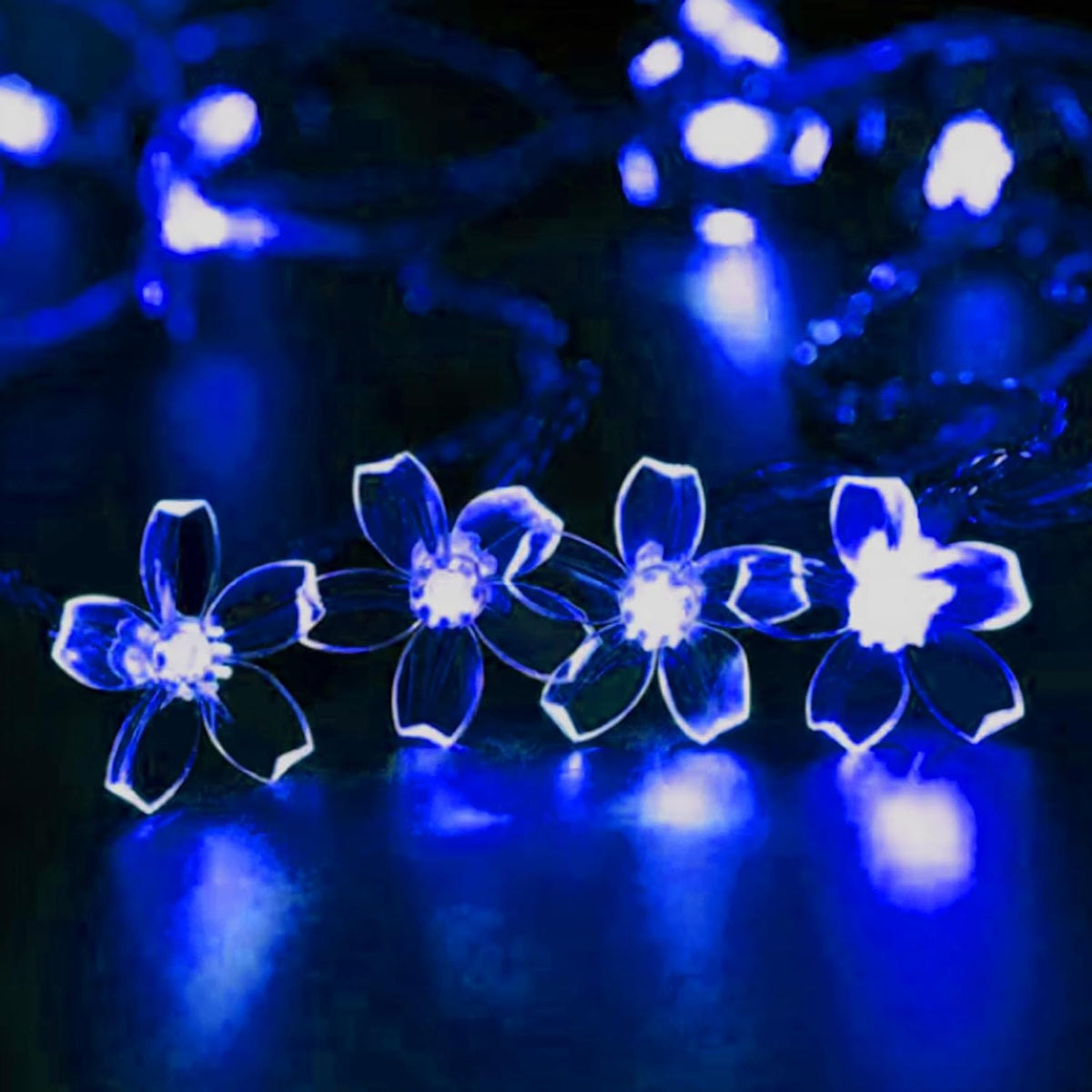 100 LED Light Up Flowers String Lights for Bedroom Romantic Decor, Plug in Fairy Cherry Blossom
