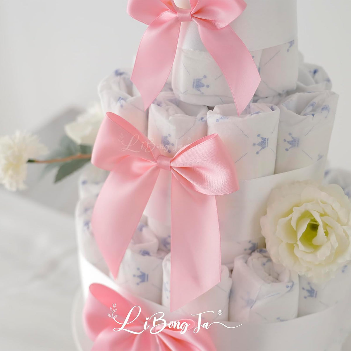4.5" Satin Ribbon Pink Bows for Gift Wrapping, Twist Tie Bows, Cute Bows for Crafts, Party Favors