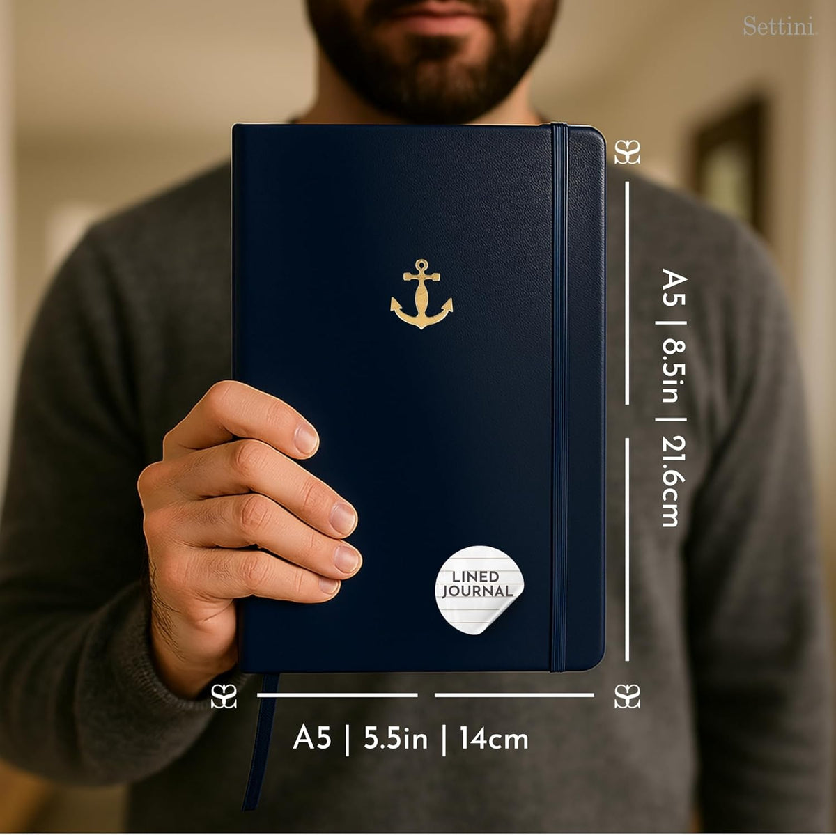 SETTINI Lined Journal, Ideal for Journaling - A5 Vegan Leather Notebook, 192 Archival-Quality