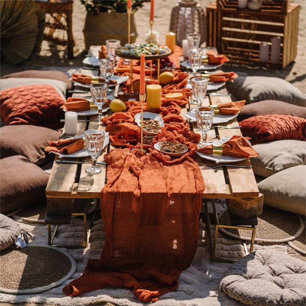 Terracotta Table Runner Cheesecloth Table Runner 4 Pack 10FT Farmhouse Table Runners 120 Inches