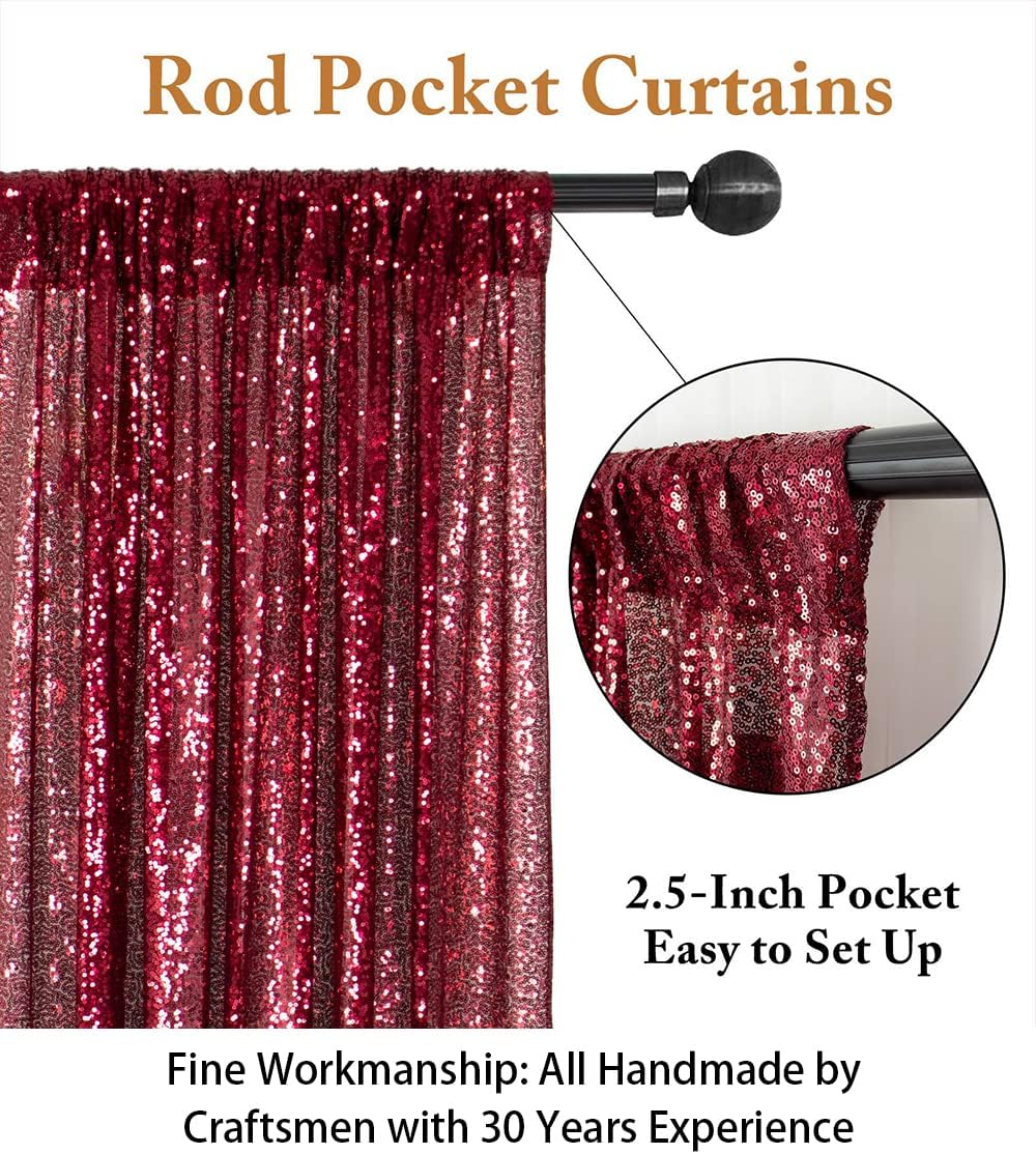 ShinyBeauty Sequin Backdrop-Curtain-5FTx10FT-Burgundy-Sequin Fabric Photo Booth Backdrops 10FT