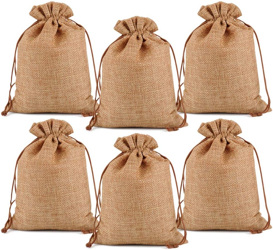 Lucky Monet 25/50/100PCS Burlap Gift Bags Wedding Hessian Jute Bags Linen Jewelry Pouches with