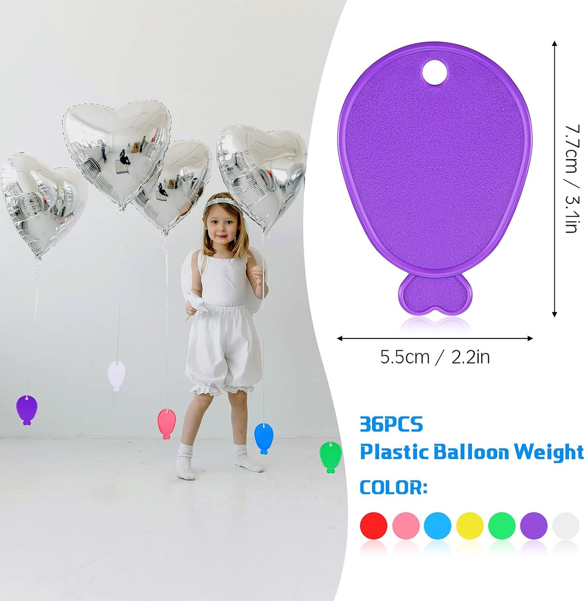 Aoriher 36 Pcs Colorful Plastic Balloon Weights Balloon Shaped Weights for Birthdays Weddings Party