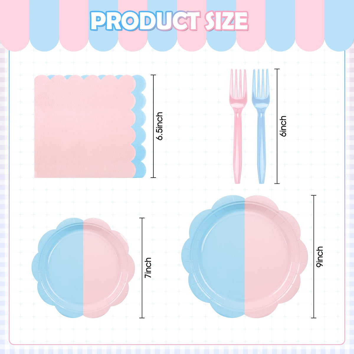 96 Pcs Baby Gender Reveal Plates and Napkins Party Supplies Serve 24 Guests