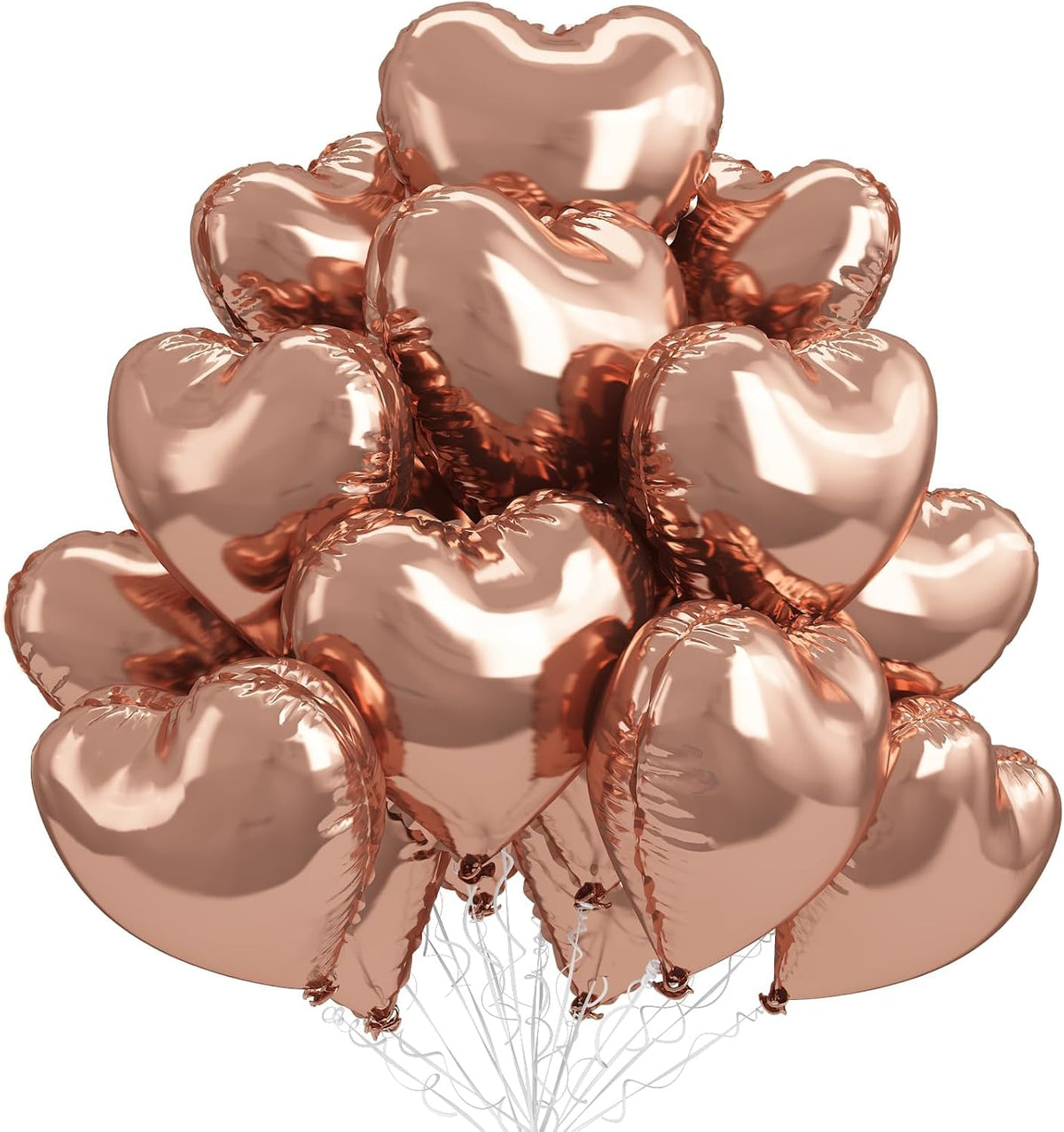 Rose Gold Heart Balloons,12Pcs 18 Inch Rose Gold Aluminum Love Heart Shaped Balloons for Bridal