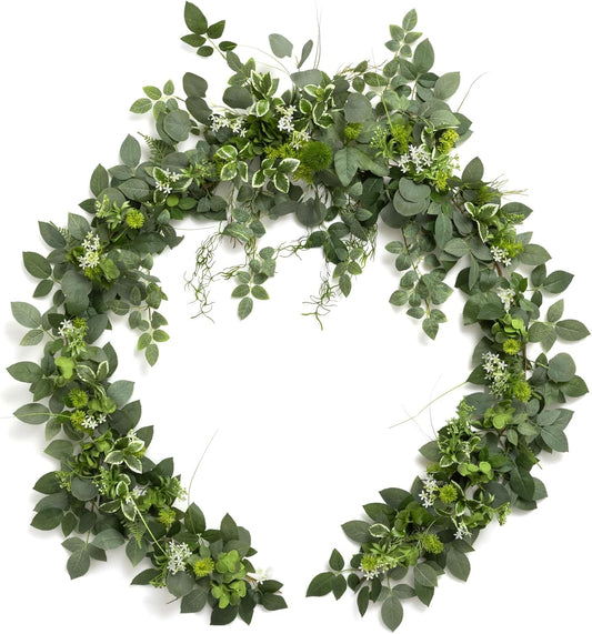 Ling's Moment Flower Garland - 6FT Eucalyptus & Rose - Sweetheart Table Decor for Wedding