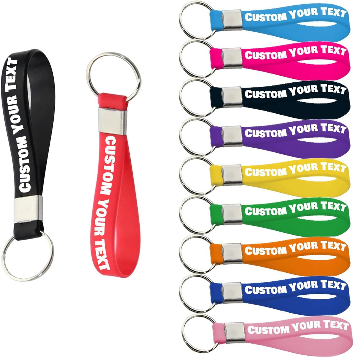 Personalized Keychain Silicone 5/10/50/100 Bulk Custom Keychains with Text for Events Party Guests