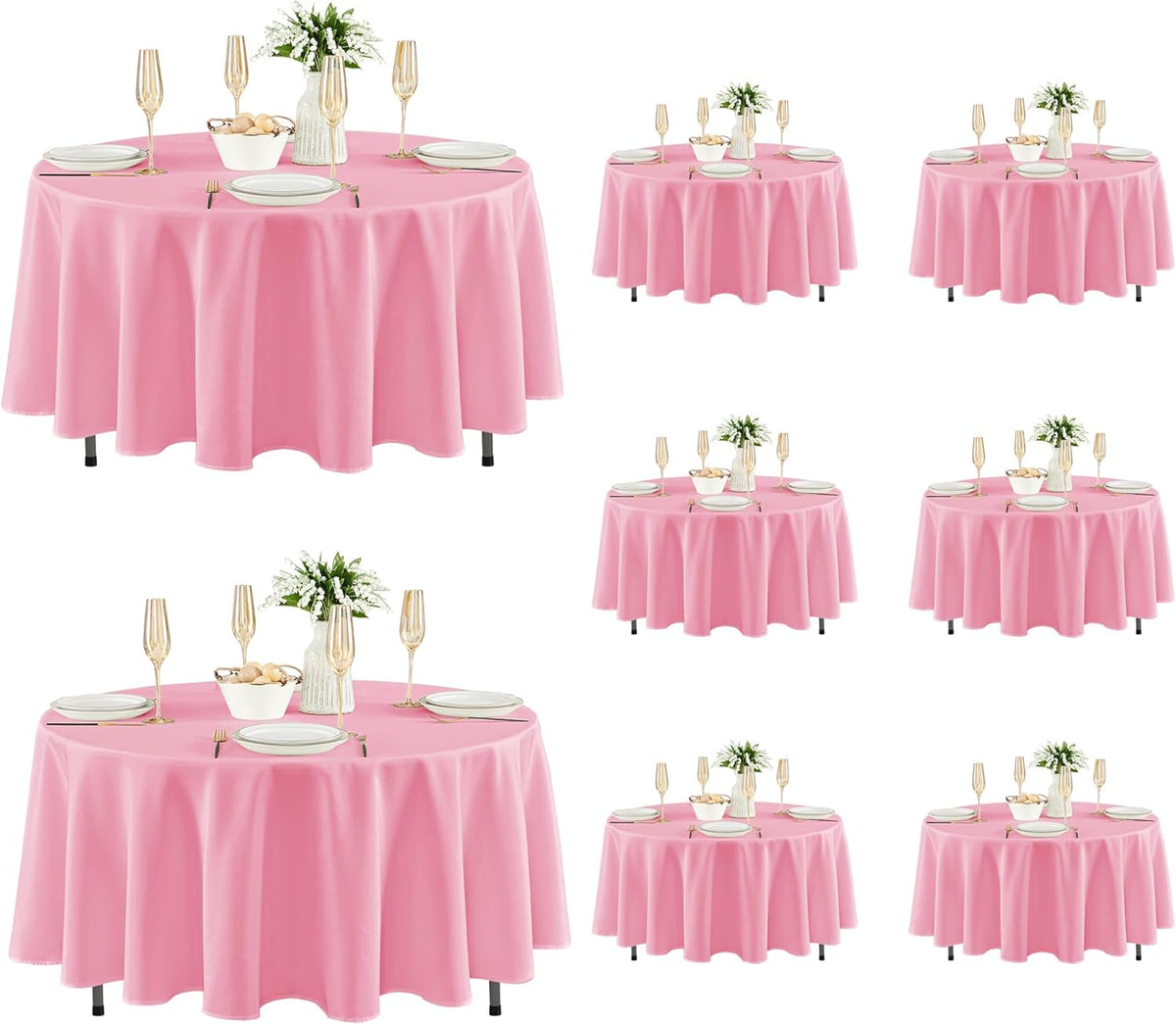 Fitable 8 Pack Round Tablecloths: Stain Resistant Wrinkle Free Circle Table Clothes, Washable