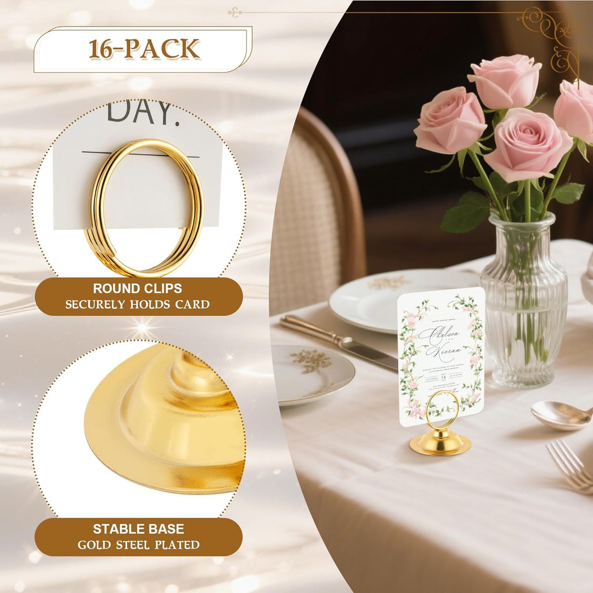 Urban Deco 16 PK Table Card Holder Place Card Holders Steel Card Holders for Photos, Food Signs