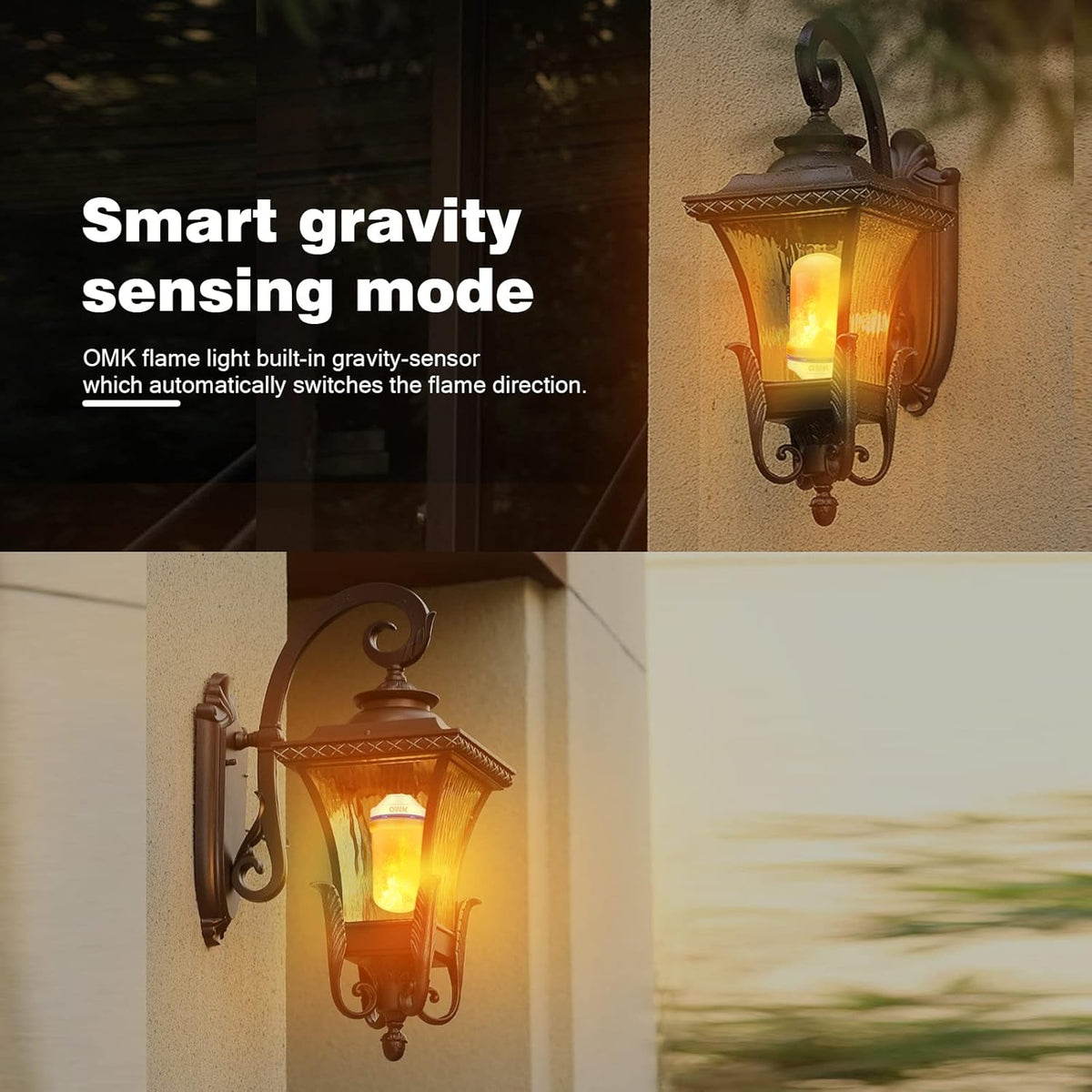 OMK Christmas Decorations Flame Light Bulbs, LED【Upgraded 2 Pack 】 4 Types Lighting Flickering