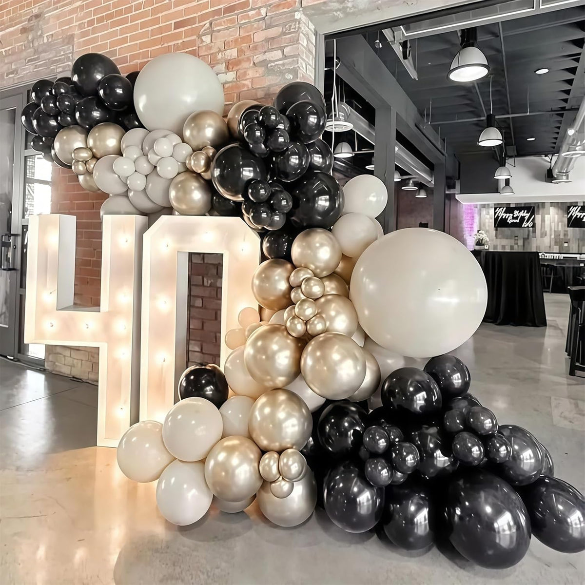Black White Gold Balloons, 12 Inch 35PCS Black and White Balloon with Metallic Gold Confetti