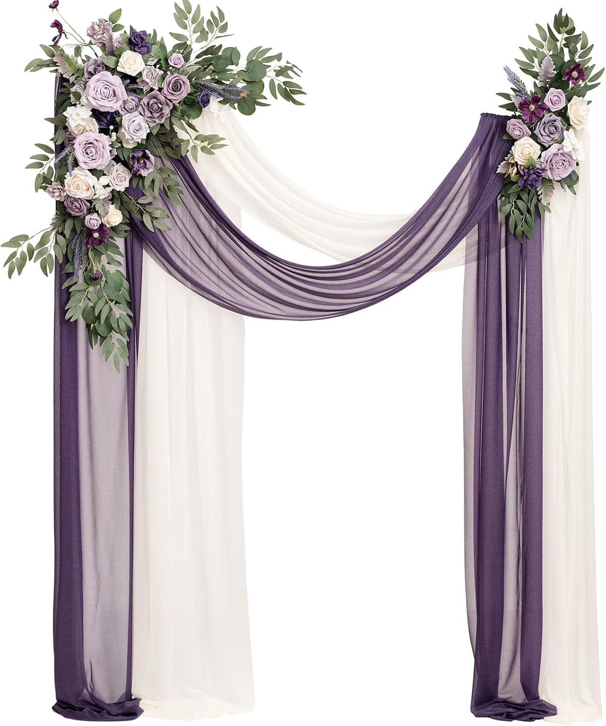 Ling's moment Purple Lilac Artificial Wedding Arch Flowers Kit Pack of 4, 2pcs Hanging Flower