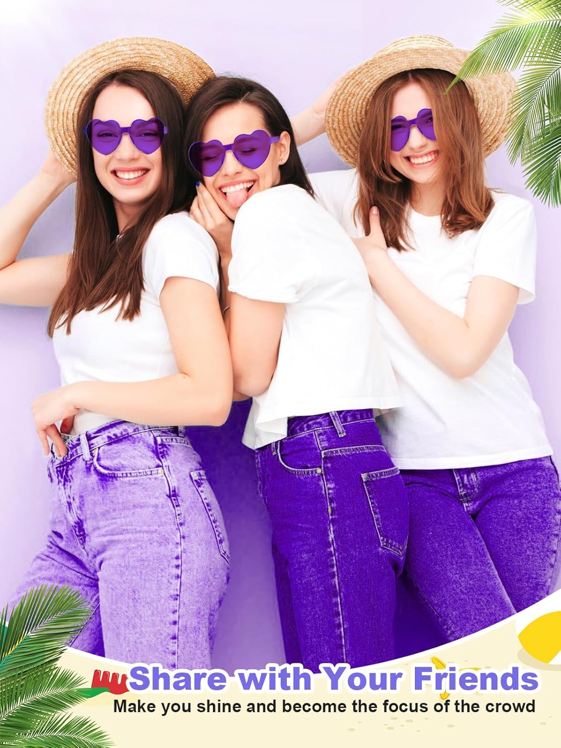 12 Pairs Heart Shaped Sunglasses for Women Colorful Glasses Fun Trendy Transparent Heart Sunglasses