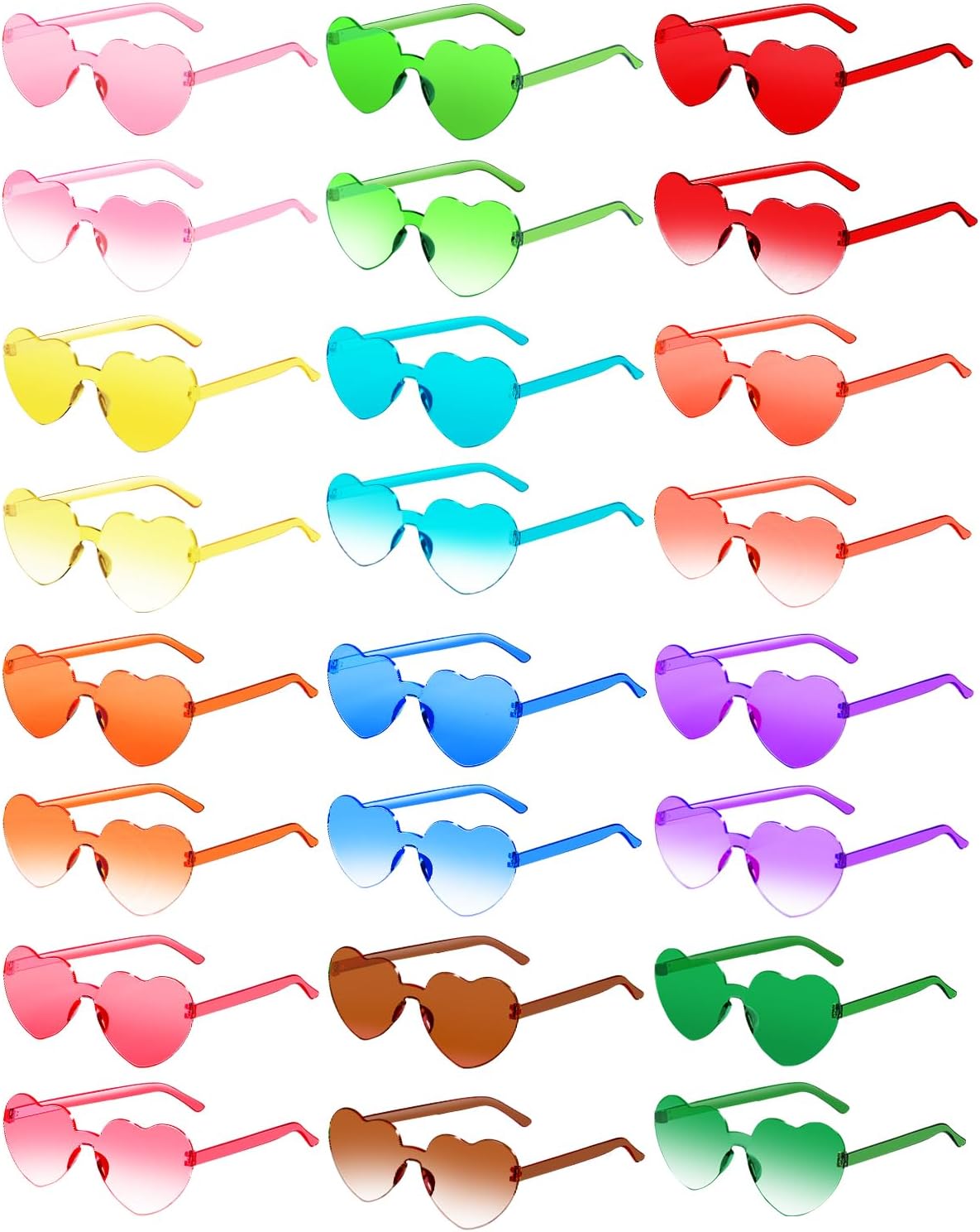 12 Pairs Heart Shaped Sunglasses for Women Colorful Glasses Fun Trendy Transparent Heart Sunglasses