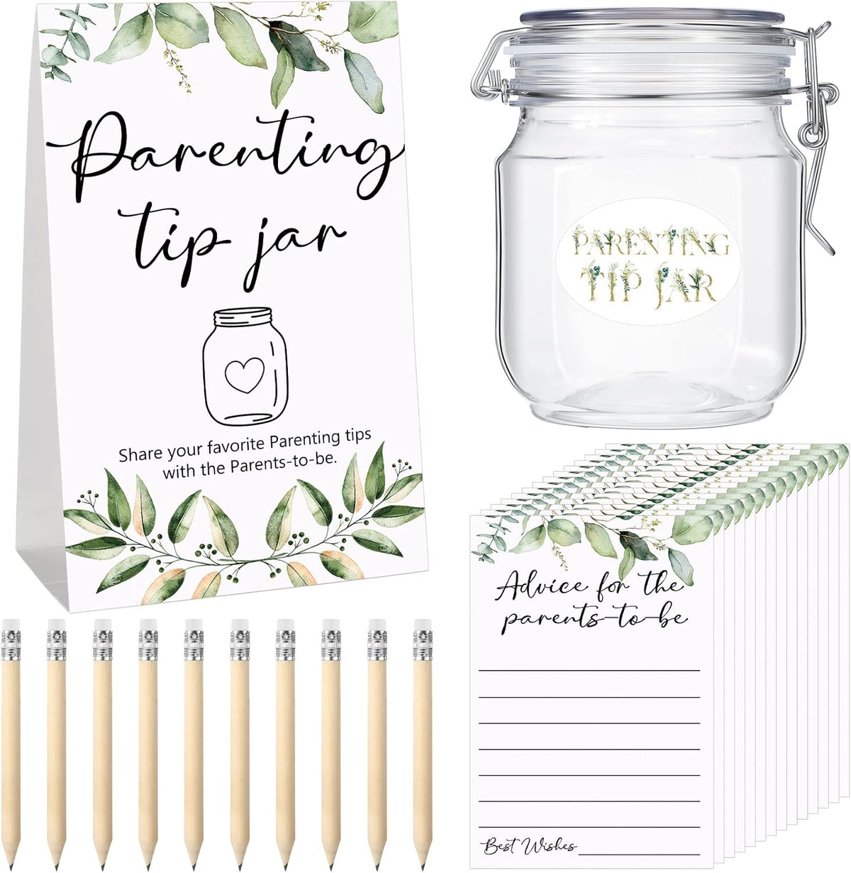 Roowest Baby Shower to Baby Advice Cards for New Parents to Be - Tip Jar Sign for New Parents 60