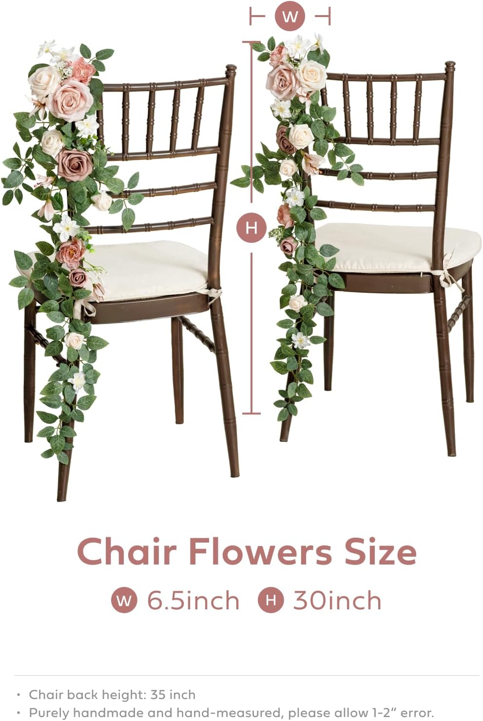 Ling's Moment 10pcs Wedding Chair Decorations Aisle Floral Swag Artificial Pew Flowers Hanging