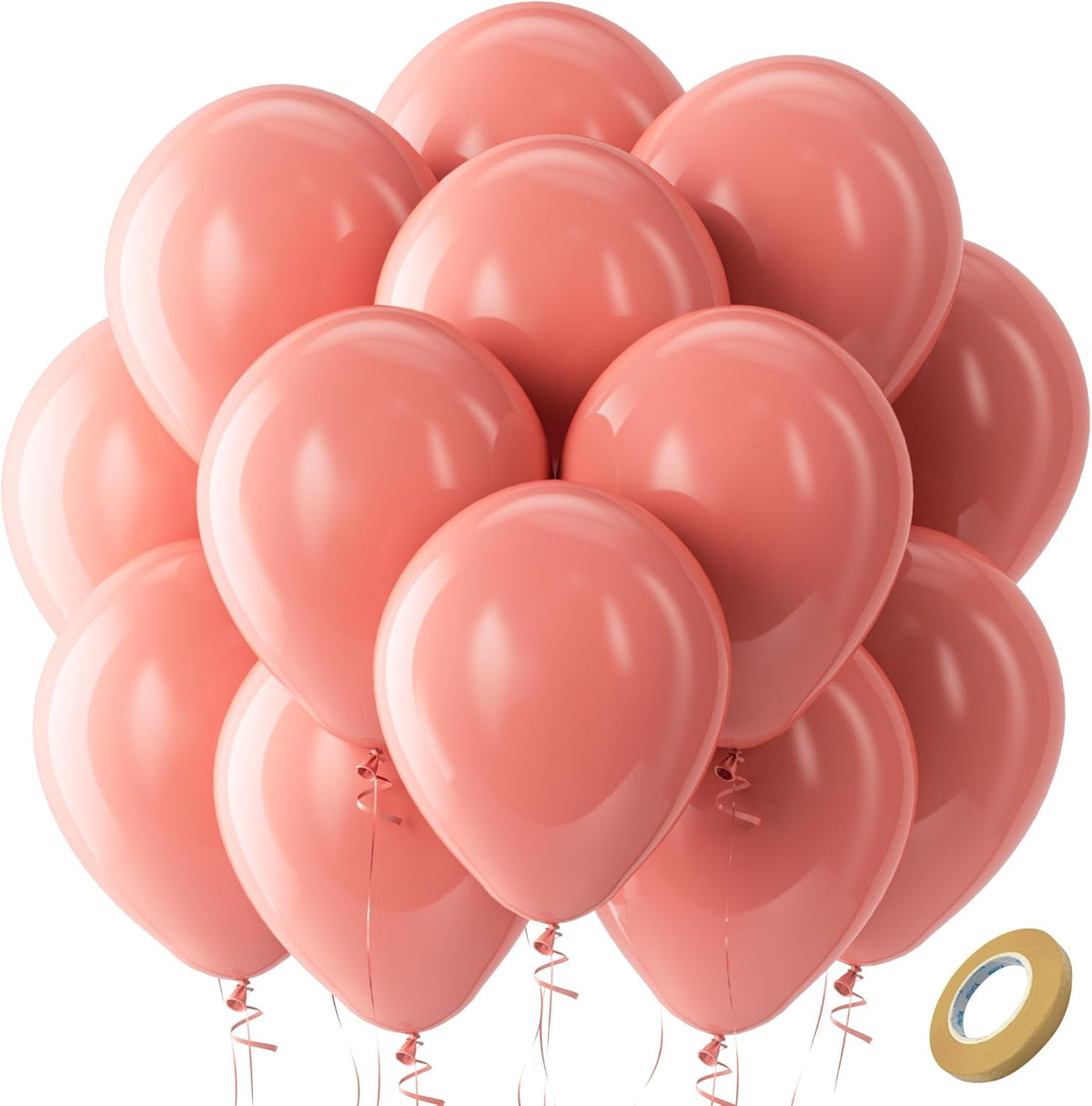 Bezente Dusty Pink Latex Party Balloons - 100 Pack 12 inch Round Helium Blush Pink Rose Pink