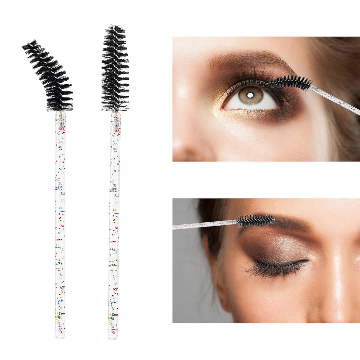 BTYMS 100 Pieces Eyelash Mascara Brushes Disposable Lash Wands Makeup Applicators Eyebrow Spoolies