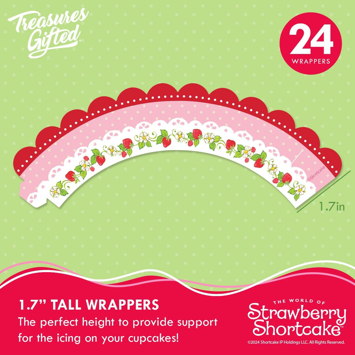 Treasures Gifted Officially Licensed Strawberry Shortcake Cake Decorations - 24 Cupcake Toppers &