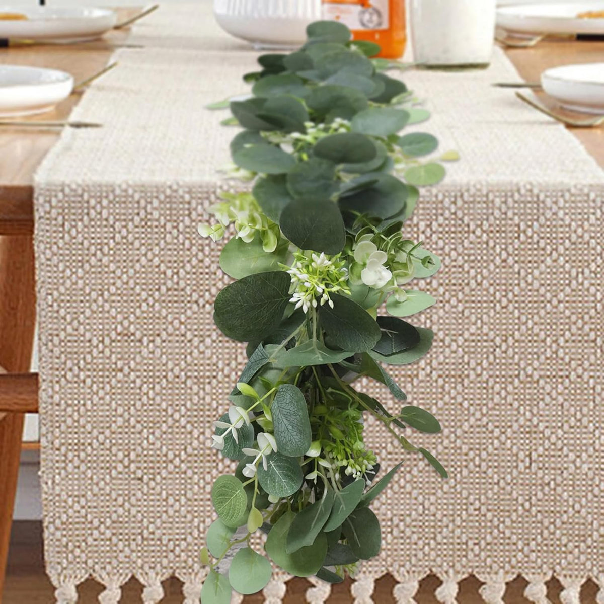 Uguisu 5.9ft Artificial Greenery Garland, Eucalyptus Garland, Fake Greenery Hanging Vine