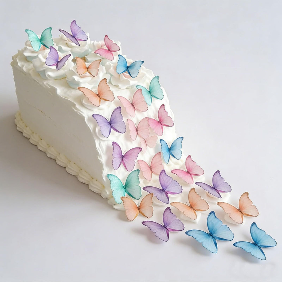 GEORLD Edible Wafer Paper Butterflies Set of 48 Purple Colorful Cake Decorations, Cupcake Topper