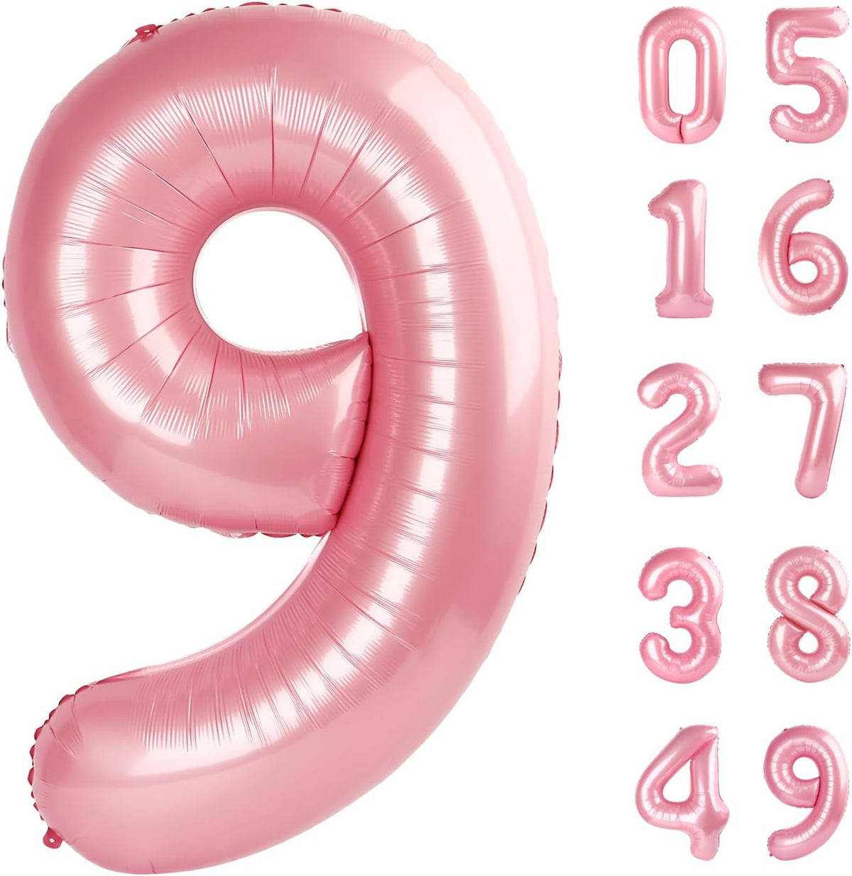 40 Inch Big Pearlescent Pink 9 Balloon Number, Jumbo Giant Happy 9th 19 29 39 49 99 Birthday Party