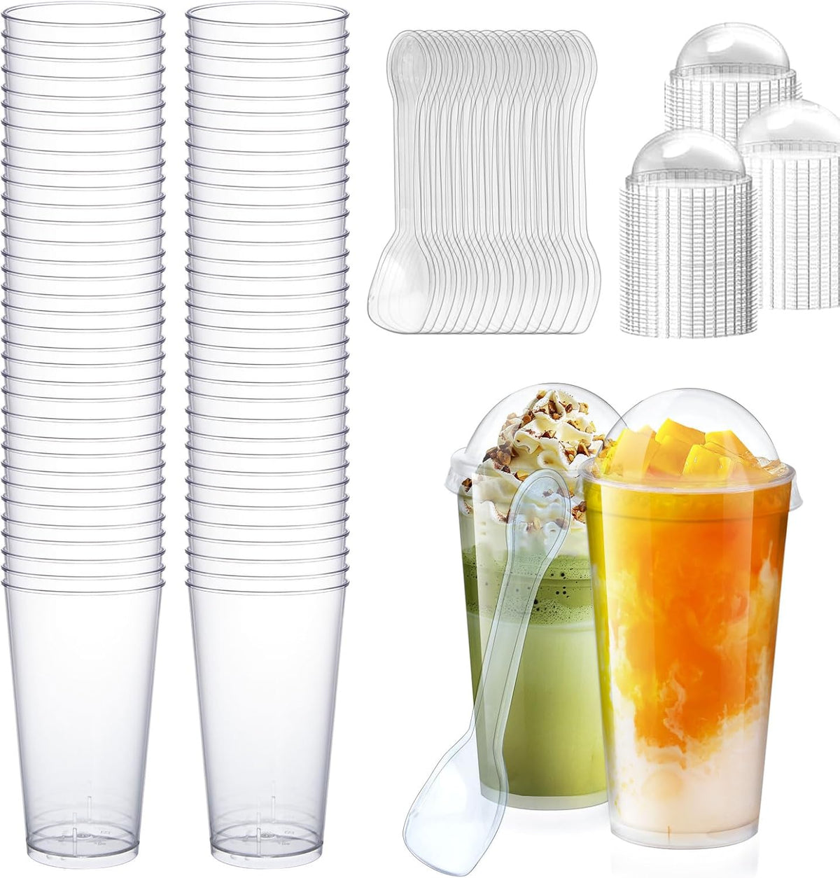 100Pcs 3oz Mini Dessert Cups with Lids and Spoons Clear Plastic Disposable Parfait Cups, Small