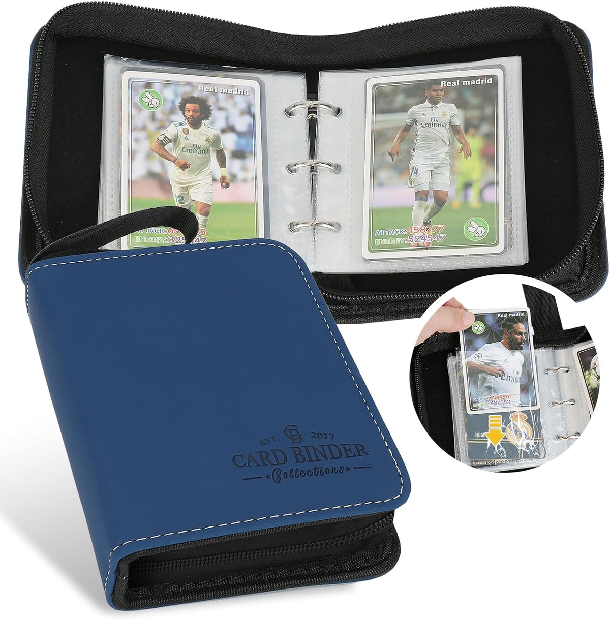 Trading Card Binder, Card Collection Binder Album Folder with 80 Side Loading Pockets, 1 Pocket