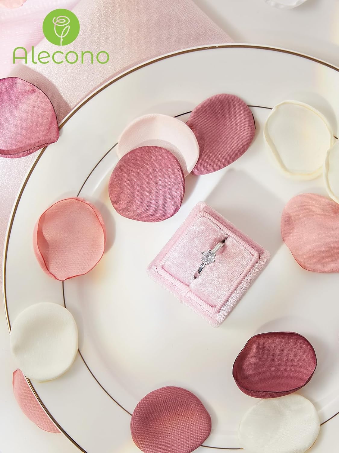 Alecono 𝟰𝟬𝟬𝙋𝙘𝙨 Silk Rose Petals, Fake Pink Rose Petals for Wedding Proposal Flower Girl