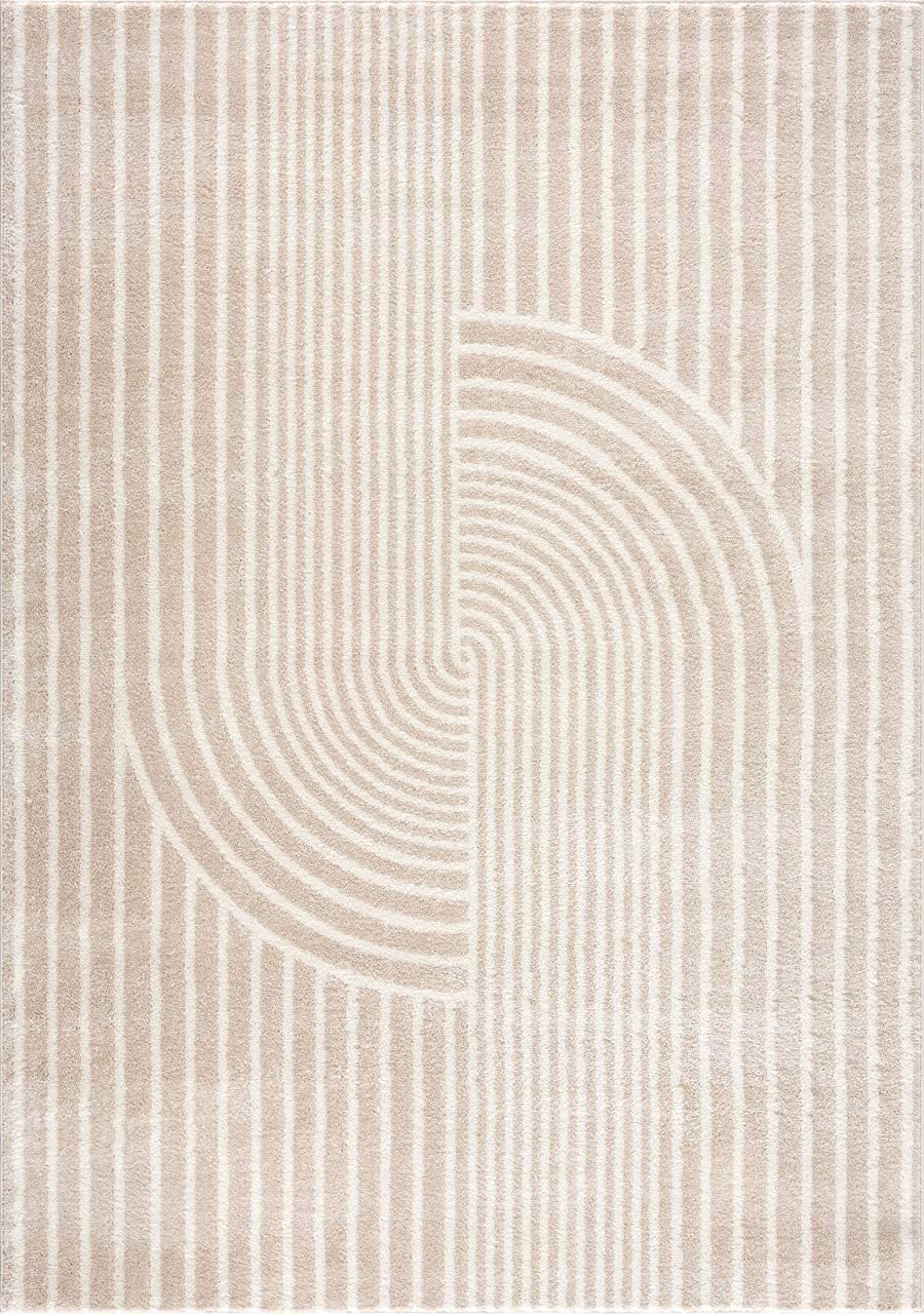 Abani Area Rug for Living Room -Nuevo 5' x 8' Beige Arch Pattern Area Rug, Soft and Durable Living