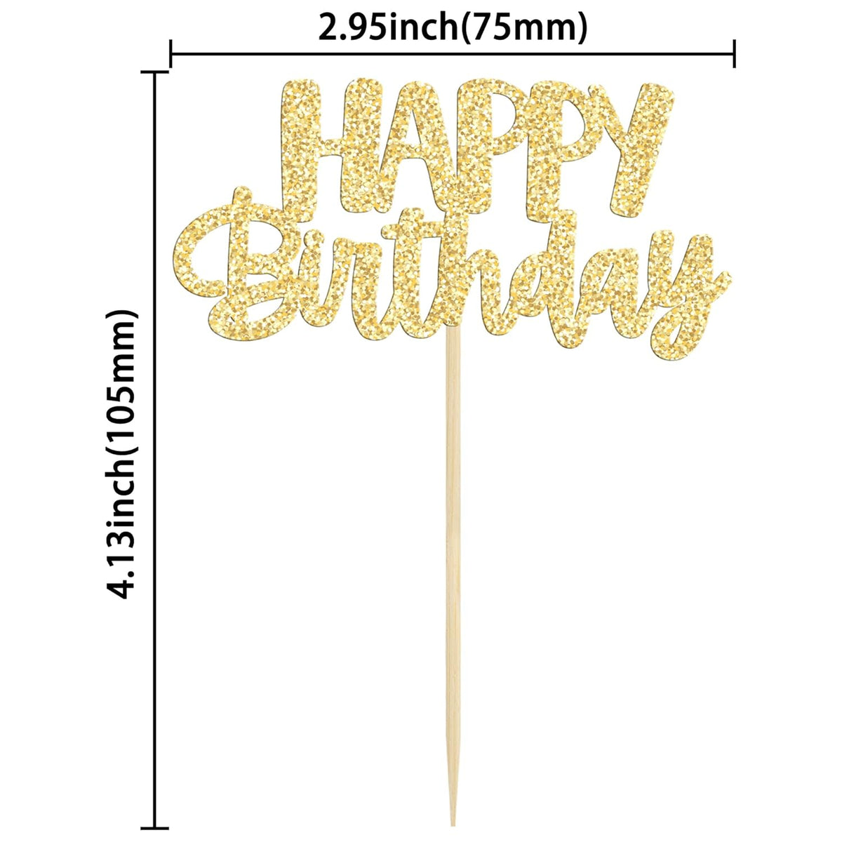 Gyufise 24Pcs Happy Birthday Cupcake Toppers Glitter Birthday Cupcake Food Picks for Celebrating