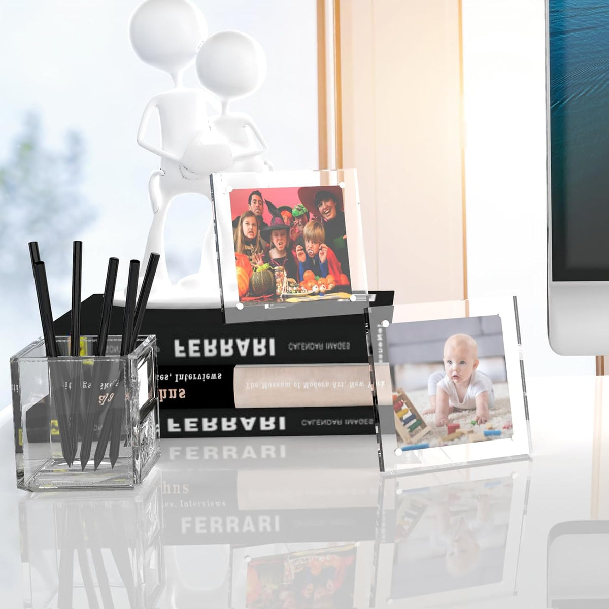 HELPLEX Picture Frames, 6 Pack 4x4 inch Acrylic Picture Frame Clear 4 x 4 Photo Frames Magnetic