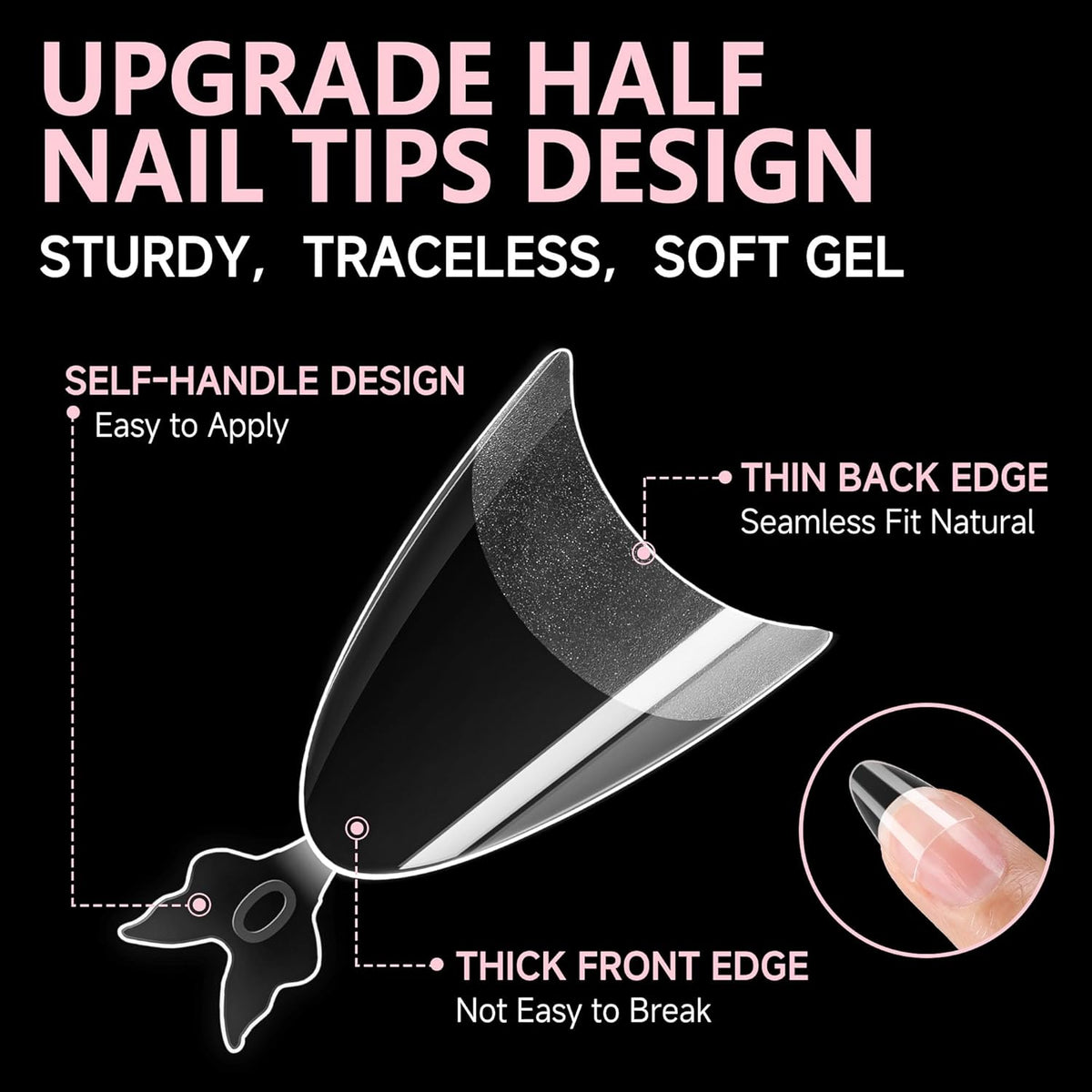 UNA GELLA Gel Nail Tips Almond Shape: 504pcs Medium Almond Nail Tips Half Cover Upgrade Soft Gel